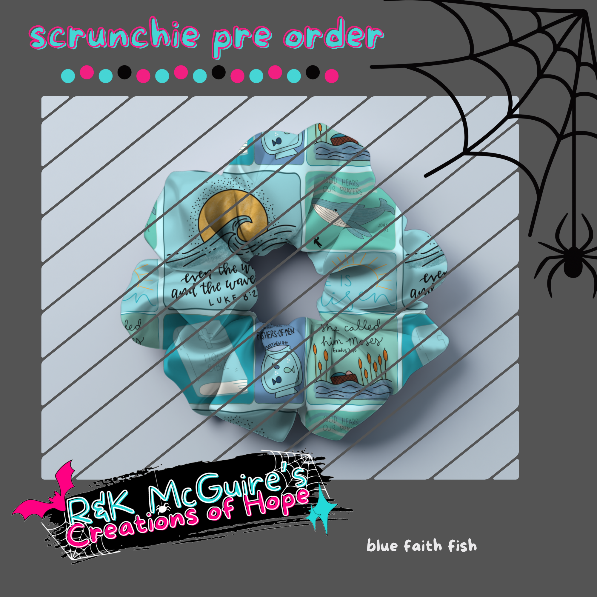 blue faith fish scrunchie pre order