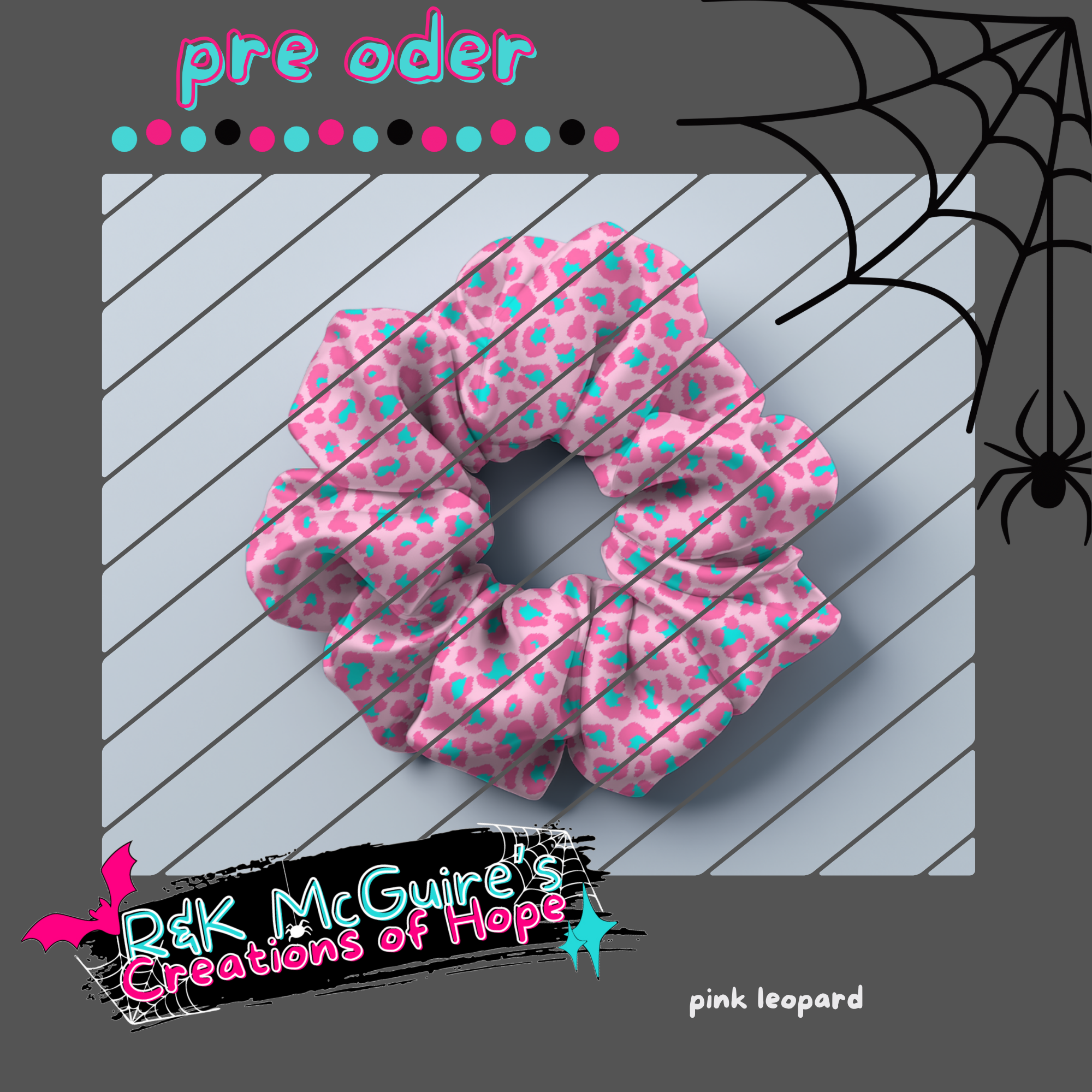 pink leopard scrunchie pre order