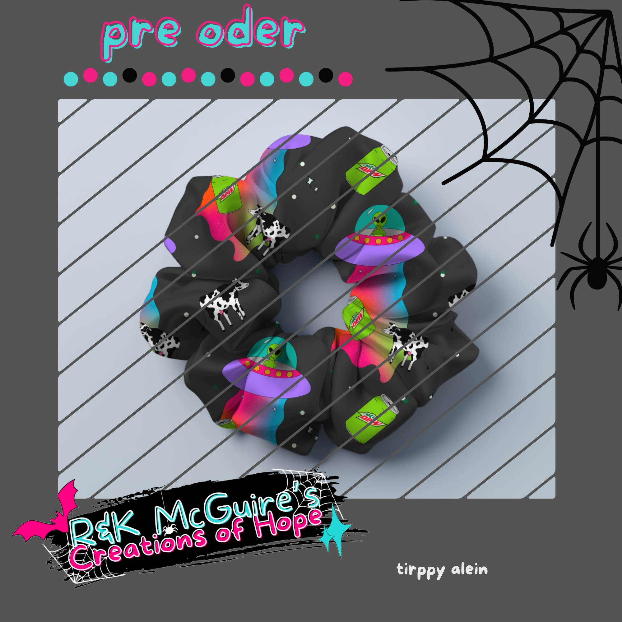 trippy alien scrunchie pre order