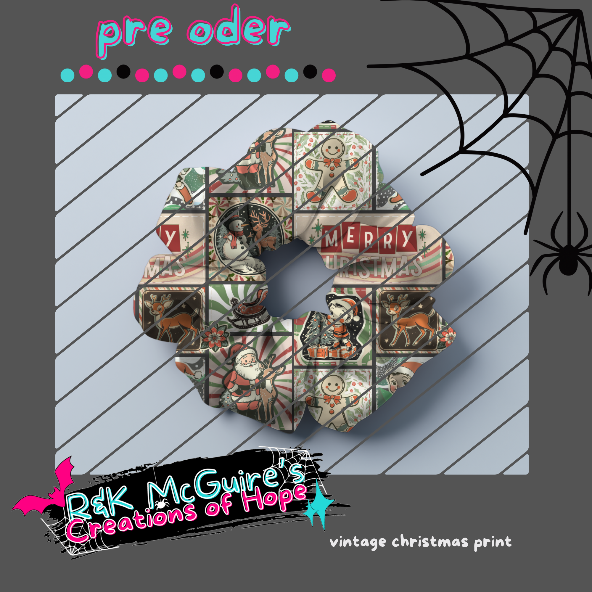 vintage christmas scrunchie pre order