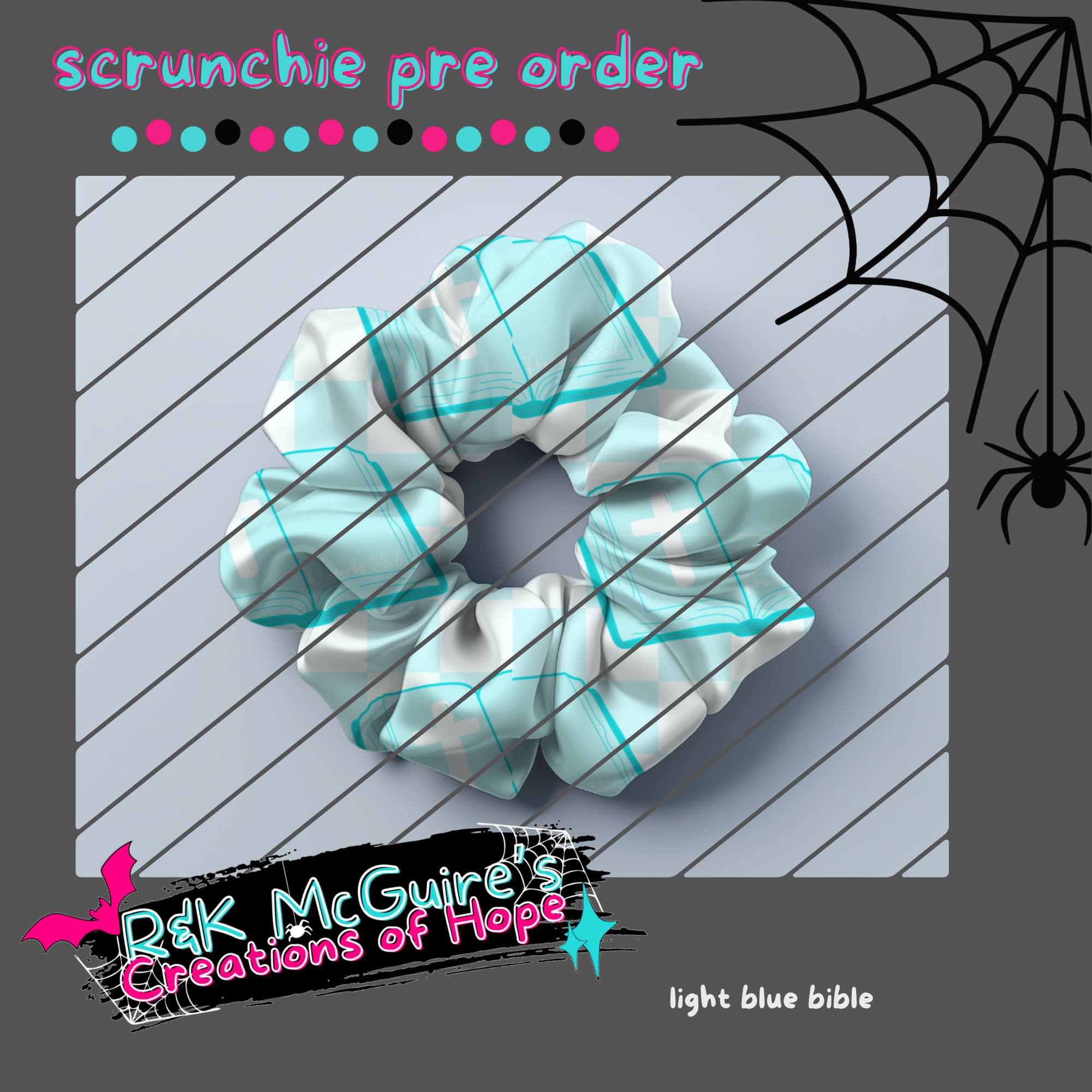 light blue bible scrunchie pre order.
