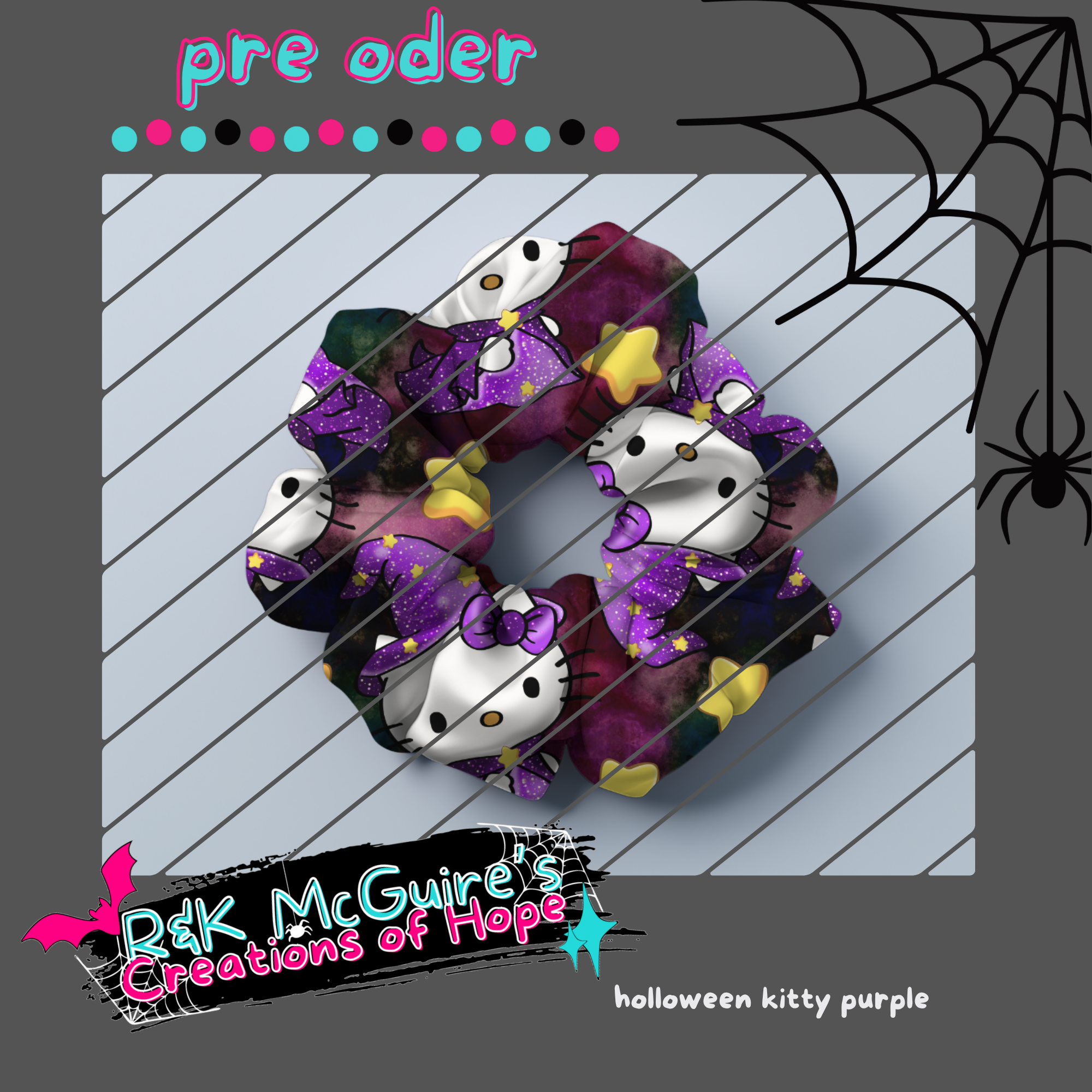 purple halloween kitty scrunchie pre order