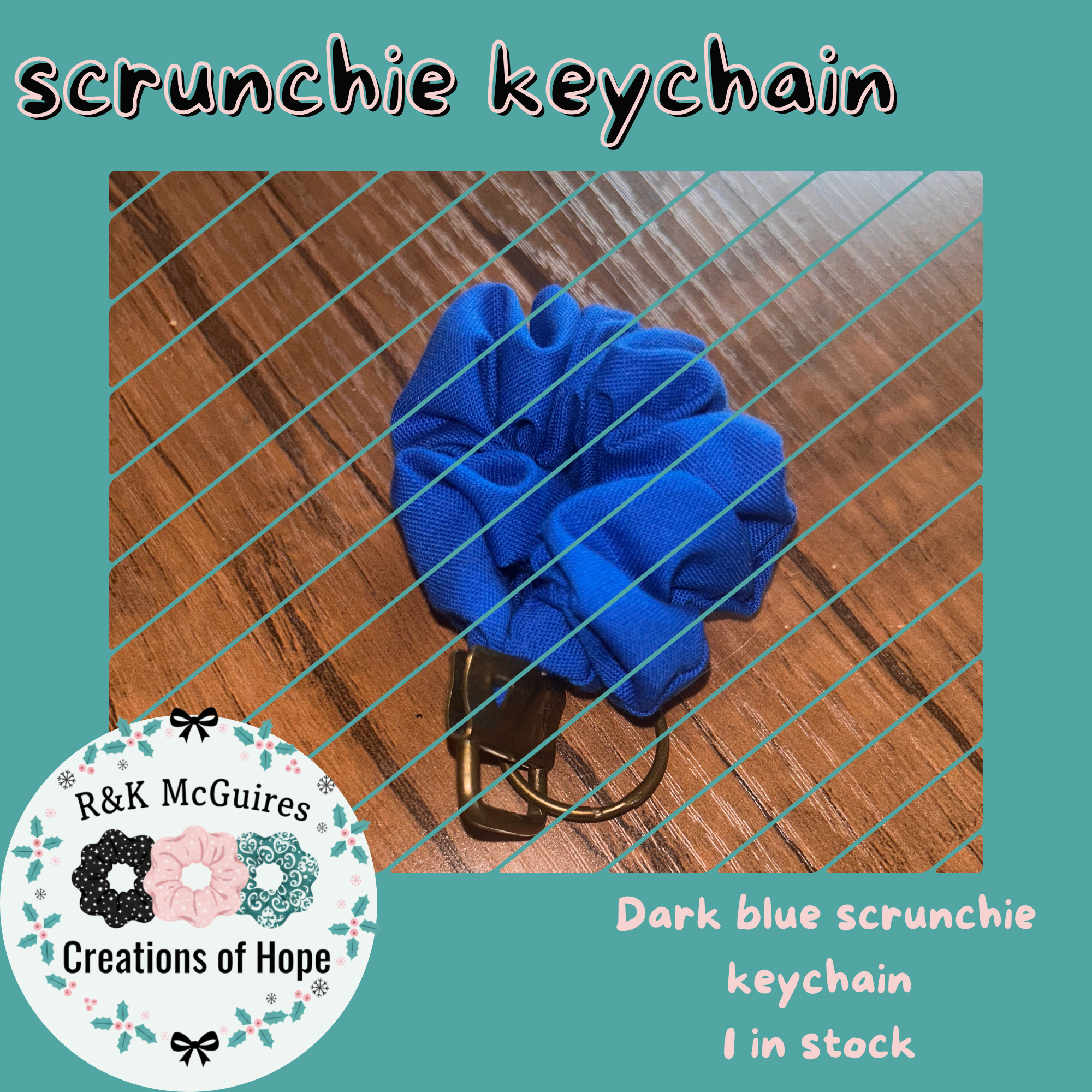 Dark blue scrunchie keychain